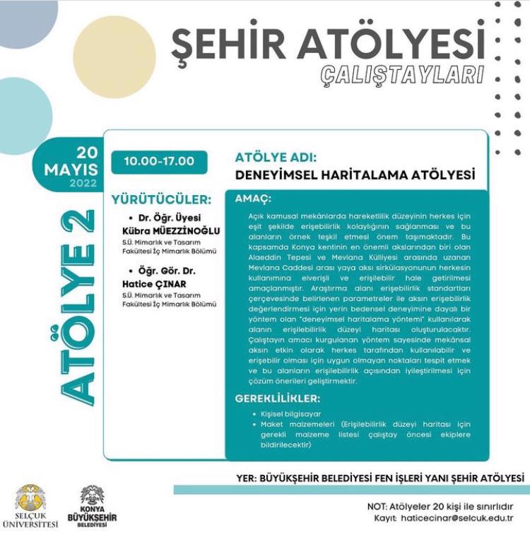 Şehir Atölyesi Çalıştayları Kapsamında '' Deneyimsel Haritalama Atölyesi '' kayıtları başladı .